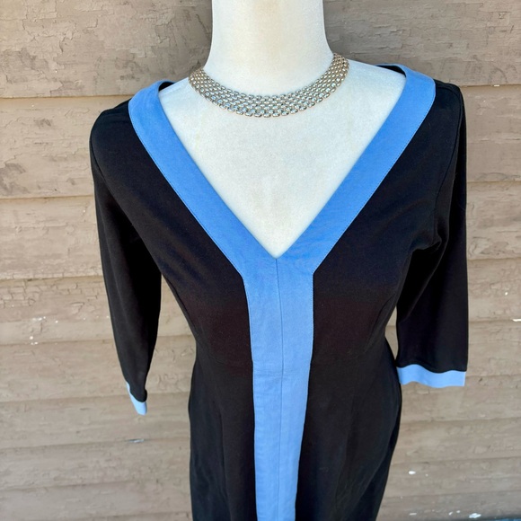 NWT! eShakti Contrast Trim Cotton Knit Empire Dress! - Picture 3 of 6